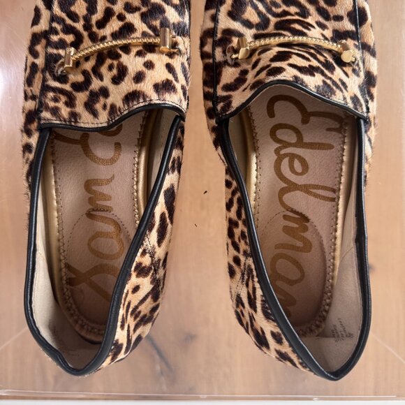 Sam Edelman Loraine Leopard Print Calf Hair Loafers Size 10 Quiet Luxury Classic - Picture 13 of 16